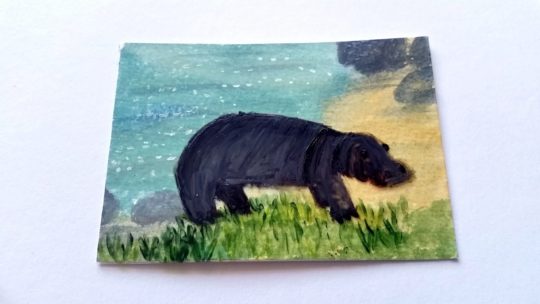Hippopotamus Miniature Painting