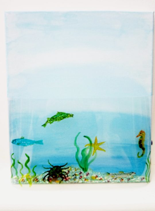 Fish Glass Painting with an acrylic background