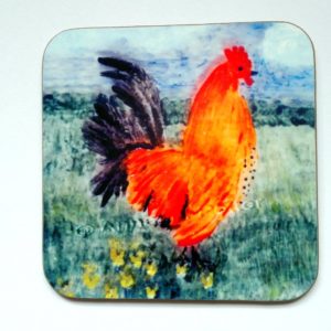 Coaster with a chicken on a farm