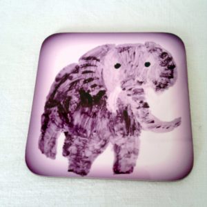 Elephant coaster with artwork by Annabel Potter