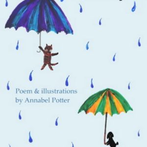 Water cycle poem ebook cover with a cat and dog in the rain