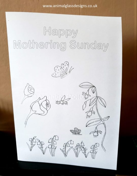 Mothering Sunday card, digital download to colour in