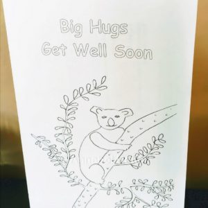 Big Hugs Get Well Soon card with a Koala Bear in a tree