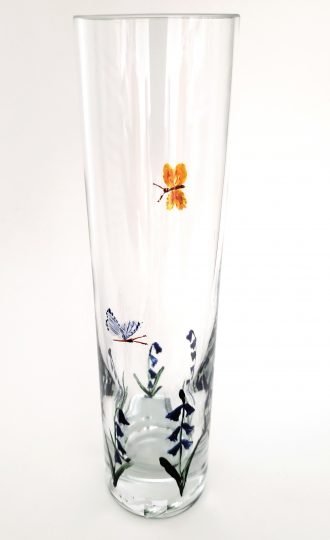 Bluebell butterfly bud vase hand painted