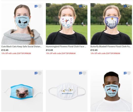 Face masks with animals and nature, cute and funny