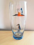Large glass vase with two Kingfishers