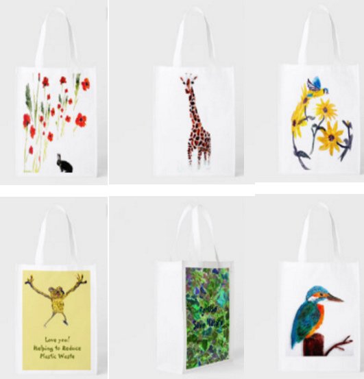 Folding shopping bags with nature and animal art