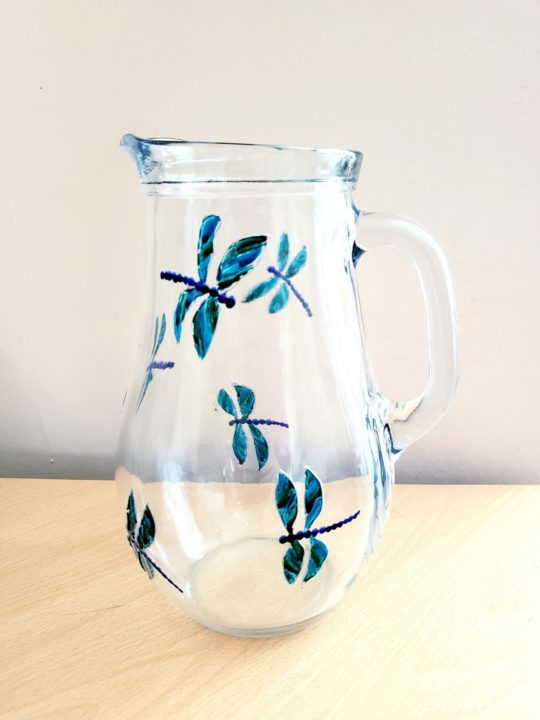 Large jug with original dragonfly glass paintings